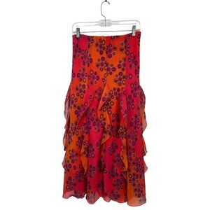 Vintage Maximalist Orange Purple Floral MixNoveau Size Small